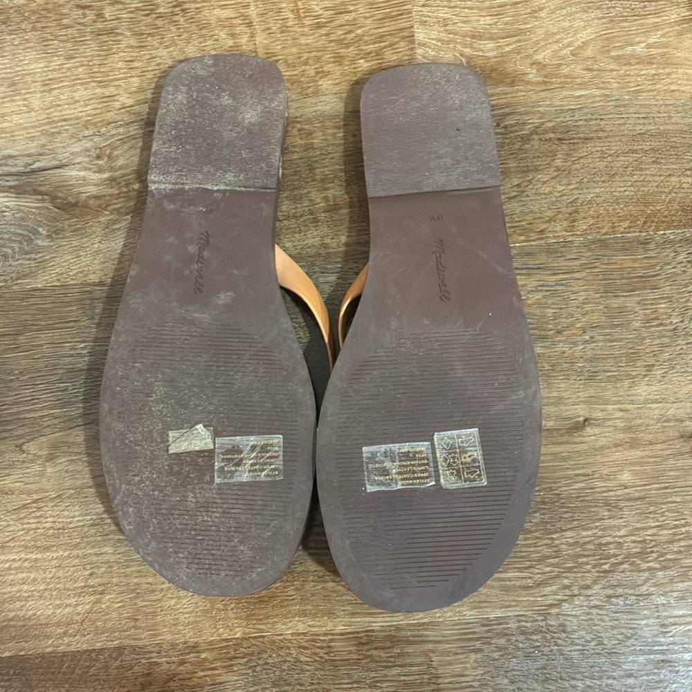 Madewell Gabi Thong Leather Sandals Desert Camel Sz 9.5 - Picture 4 of 4